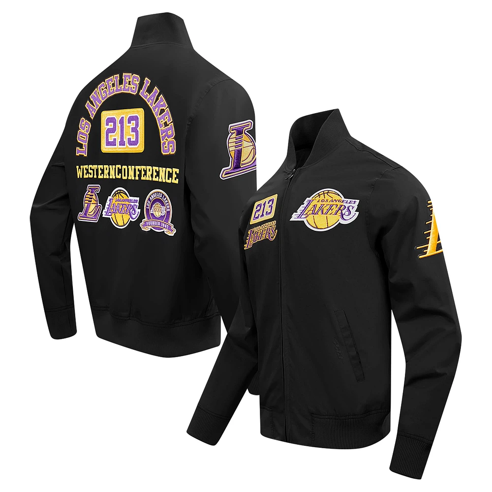 Men's Pro Standard Black Los Angeles Lakers Area Code Twill Full-Zip Jacket