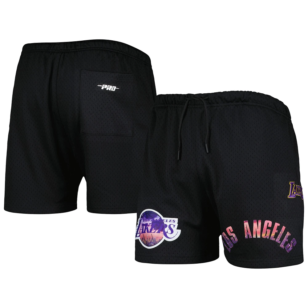 Men's Pro Standard Black Los Angeles Lakers City Scape Mesh Shorts