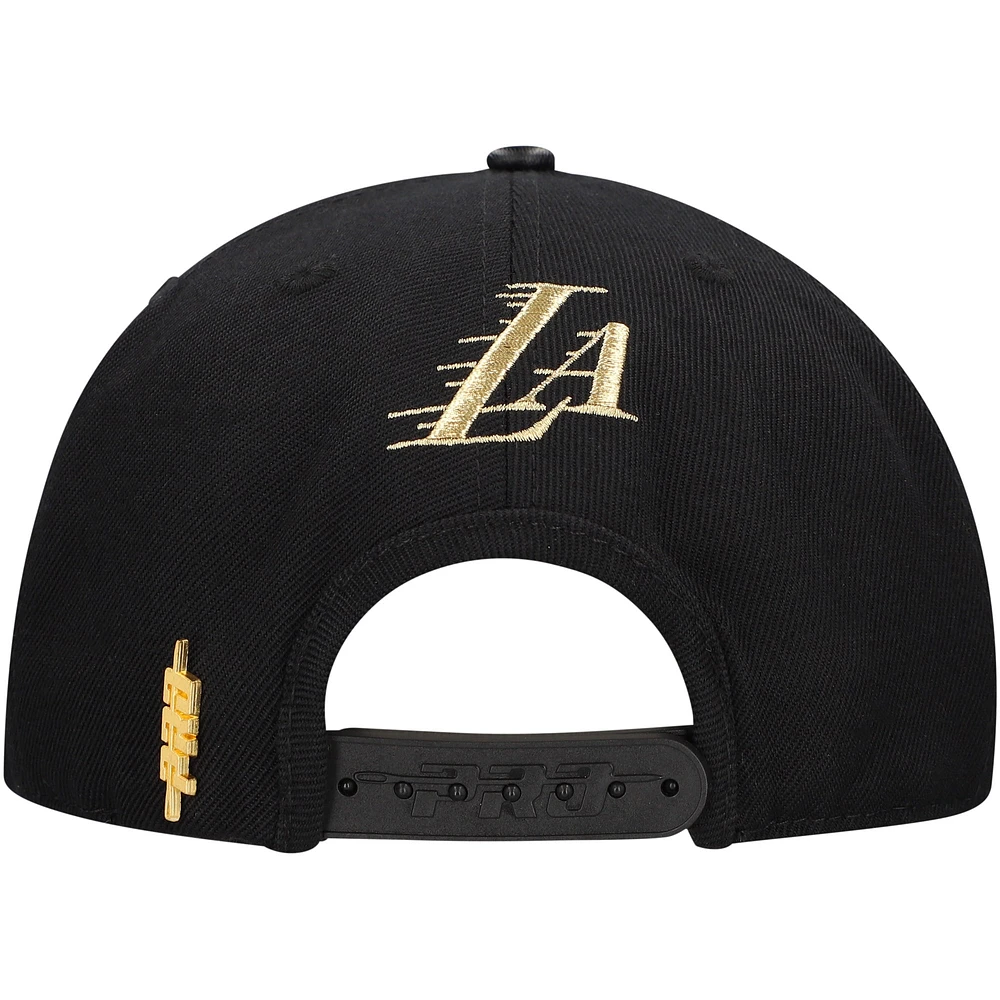 Men's Pro Standard  Black Los Angeles Lakers  Metallic Logo Pinch Front Adjustable Hat