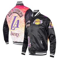 Men's Pro Standard Black Los Angeles Lakers Sublimated Satin Full-Snap Jacket