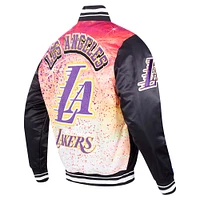 Men's Pro Standard Black Los Angeles Lakers Sublimated Satin Full-Snap Jacket