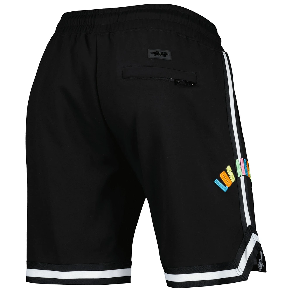 Short néon délavé Los Angeles Lakers Pro Standard noir pour homme