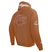 Men's Pro Standard Brown Los Angeles Lakers Paint the City Drop Shoulder Pullover Hoodie