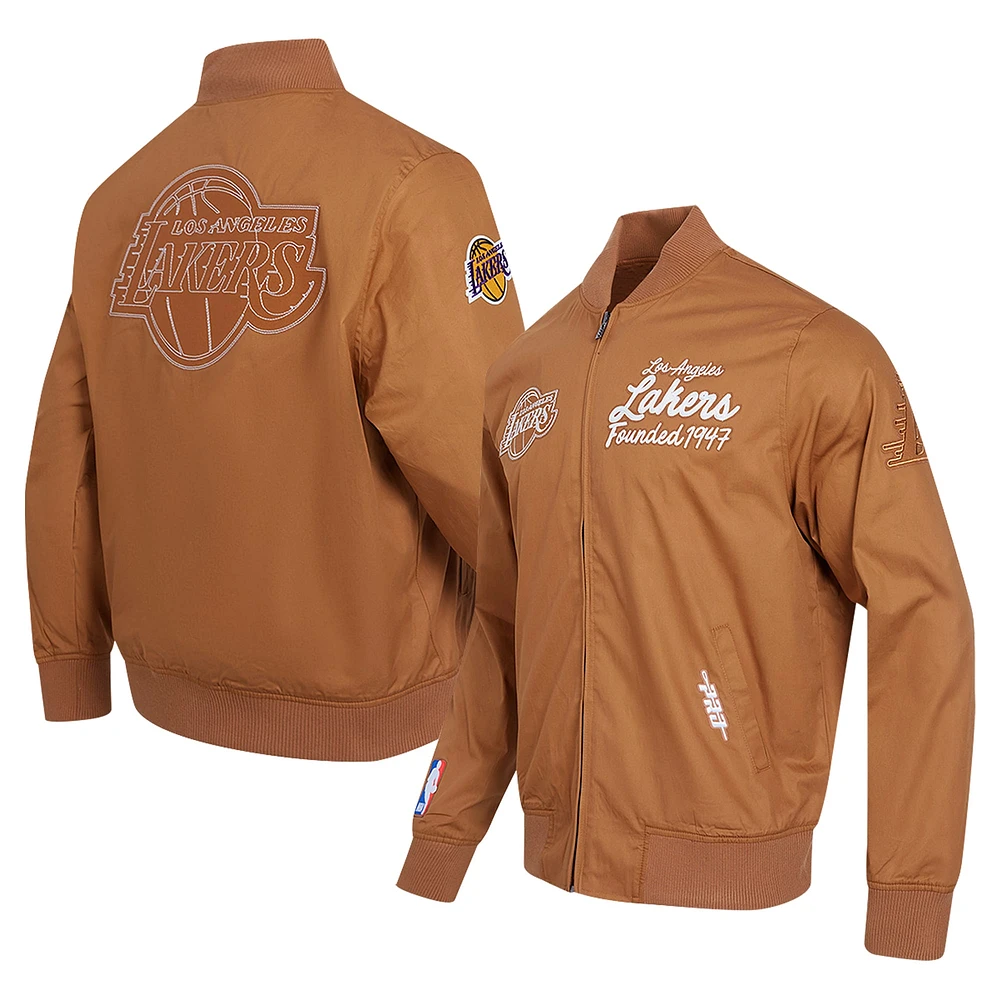 Veste zippée en sergé Paint The City des Los Angeles Lakers Pro Standard marron pour homme