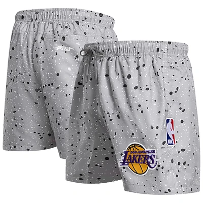 Men's Pro Standard Gray Los Angeles Lakers Splatter Woven Shorts