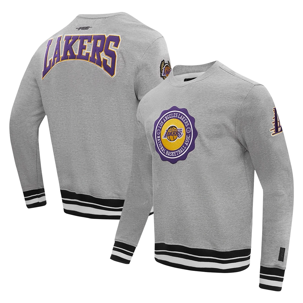 Sweat-shirt Pro Standard pour hommes, gris chiné, écusson des Los Angeles Lakers, emblème