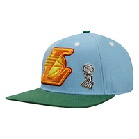 Casquette Snapback 2 tons Pro Standard bleu clair/vert Los Angeles Lakers Retro Program pour hommes