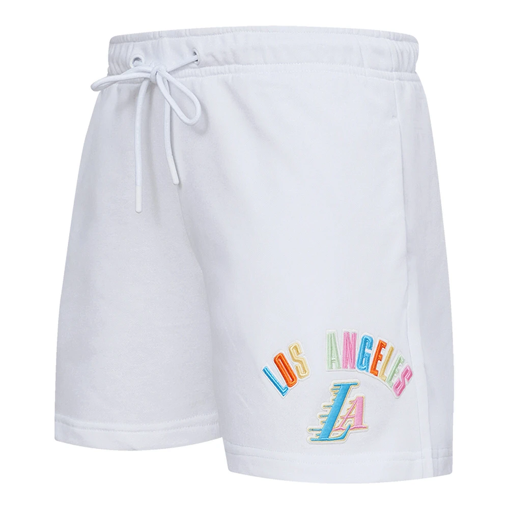 Men's Pro Standard White Los Angeles Lakers Washed Neon Shorts