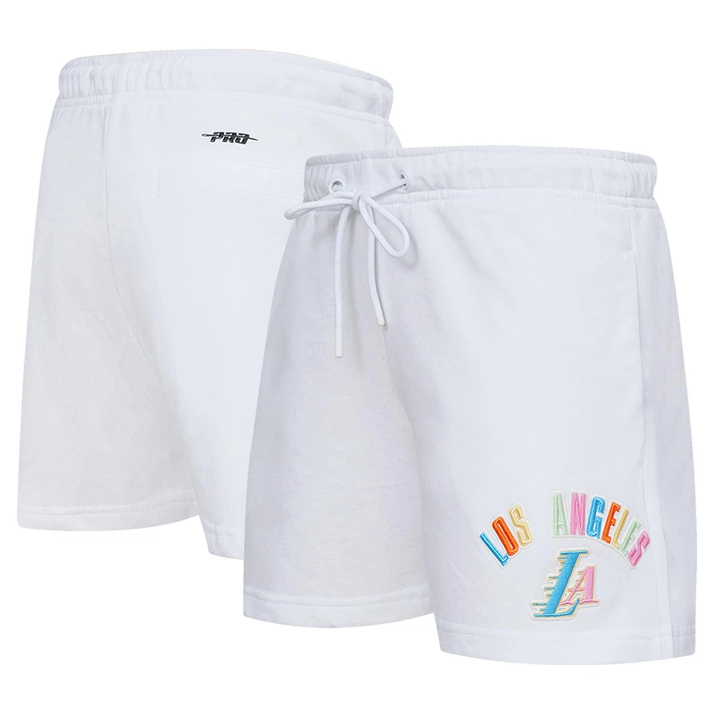 Men's Pro Standard White Los Angeles Lakers Washed Neon Shorts