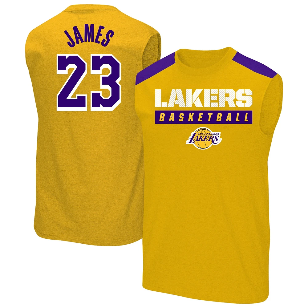 Débardeur de musculation pour homme LeBron James Gold Los Angeles Lakers Big & Tall Player