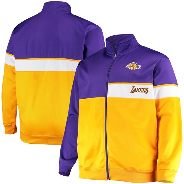 Veste de survêtement à fermeture éclair intégrale Los Angeles Lakers Big & Tall violet/doré pour homme