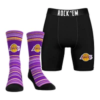 Lot de chaussettes et caleçons boxeurs Rock Em Socks pour hommes Los Angeles Lakers Primary Crew