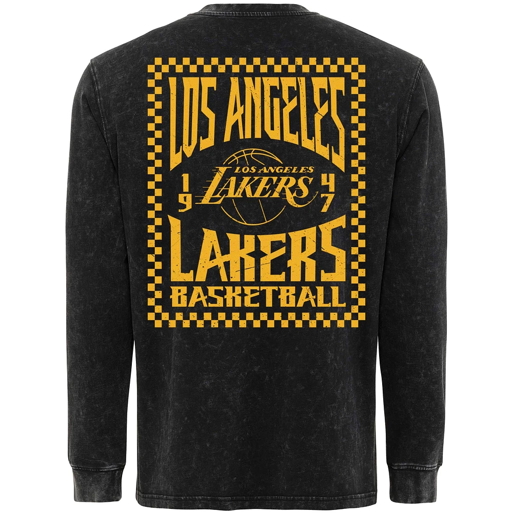 Men's Sportiqe Black Los Angeles Lakers Bono Long Sleeve T-Shirt