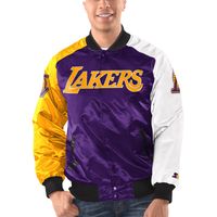 Men's Starter Purple/Gold/White Los Angeles Lakers Tricolor Remix - Full-Snap Jacket