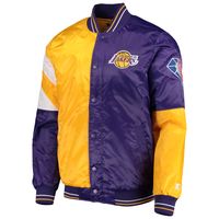 Men's Starter Purple/Gold Los Angeles Lakers NBA 75th Anniversary Leader Color Block Satin - Full-Snap Jacket