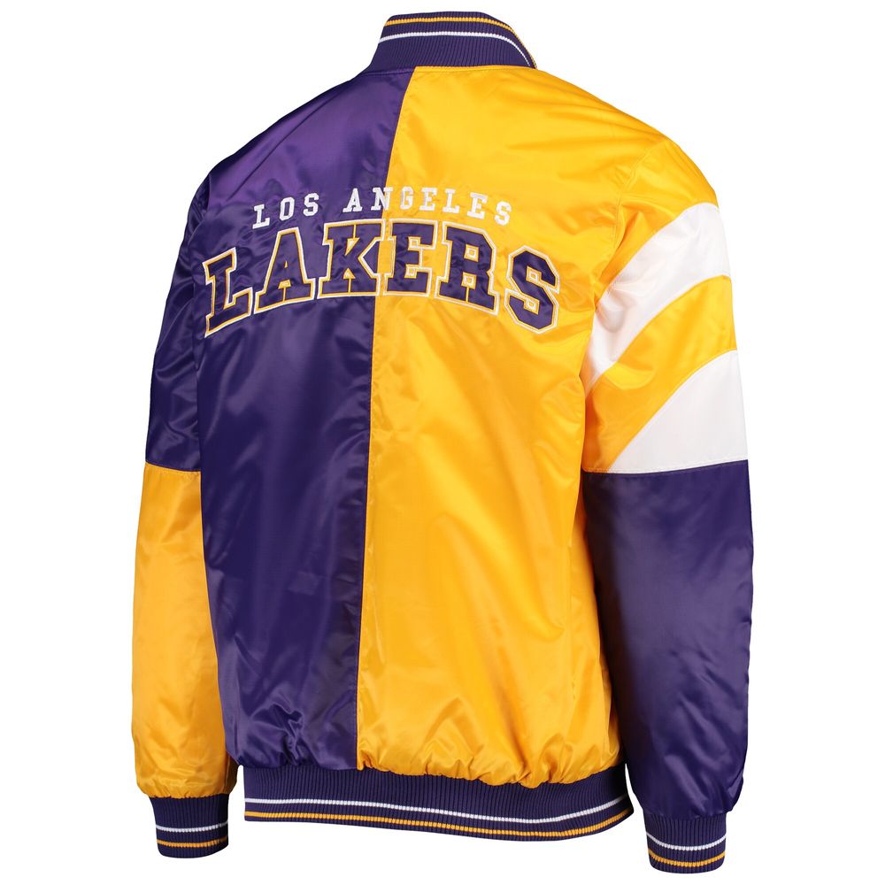 Men's Starter Purple/Gold Los Angeles Lakers NBA 75th Anniversary Leader Color Block Satin - Full-Snap Jacket