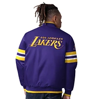 Men's Starter Purple Los Angeles Lakers Scout Varsity Satin Full-Snap Jacket
