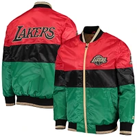 Veste à fermeture éclair intégrale pour homme Starter Red/Black/Green Los Angeles Lakers Black History Month NBA 75th Anniversary