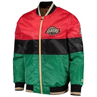 Veste à fermeture éclair intégrale pour homme Starter Red/Black/Green Los Angeles Lakers Black History Month NBA 75th Anniversary