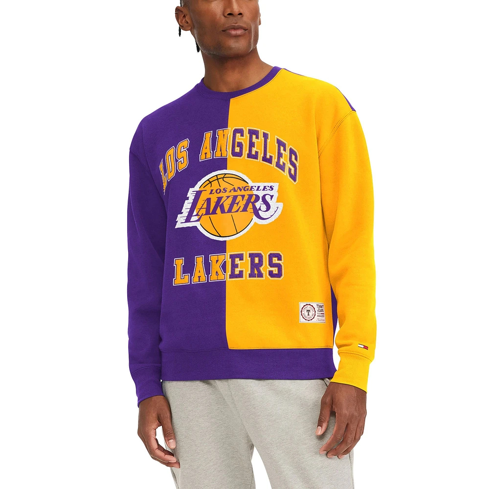 Sweat Tommy Jeans pour homme violet/doré Los Angeles Lakers Keith Split Pullover