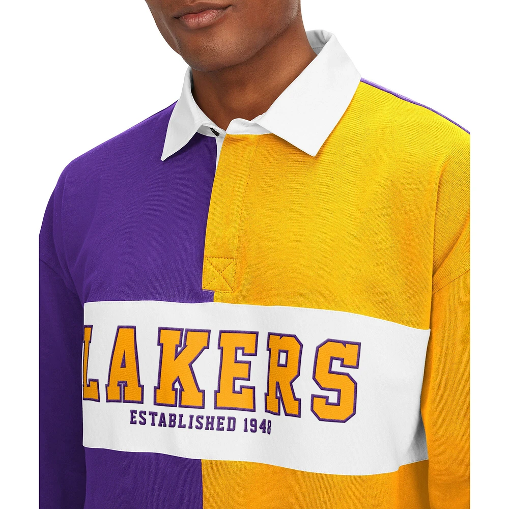 T-shirt à manches longues Tommy Jeans Los Angeles Lakers Ronnie Rugby violet/doré pour homme