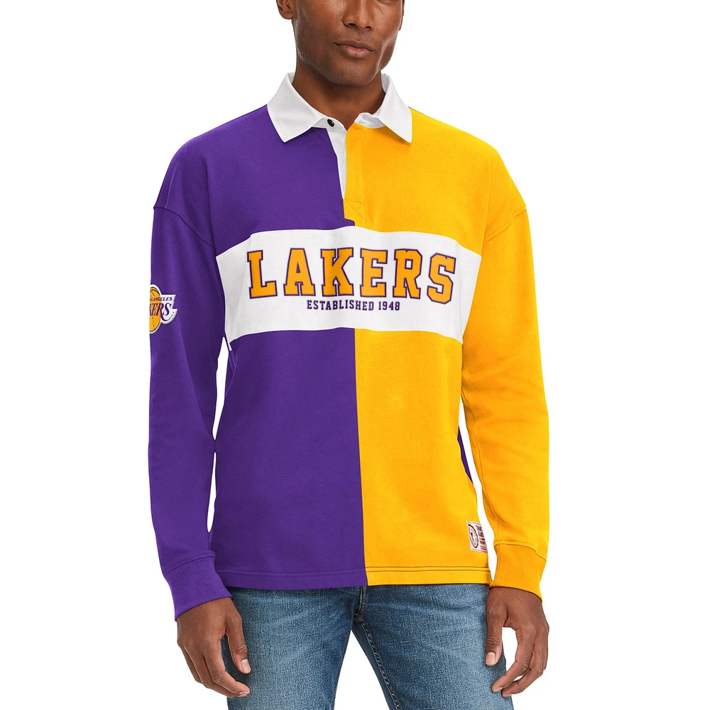 T-shirt à manches longues Tommy Jeans Los Angeles Lakers Ronnie Rugby violet/doré pour homme