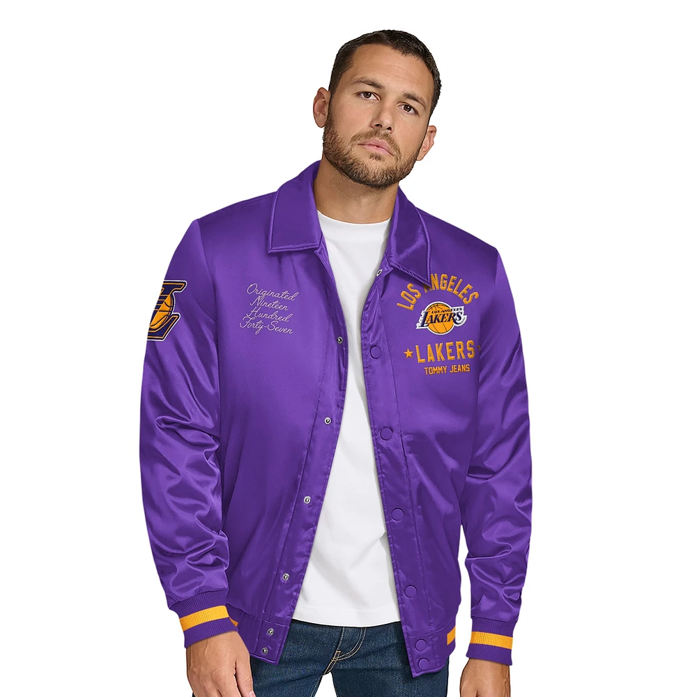 Veste universitaire à boutons-pression complète avec appliqués en point de chaînette Jacob des Los Angeles Lakers Tommy Jeans pour homme