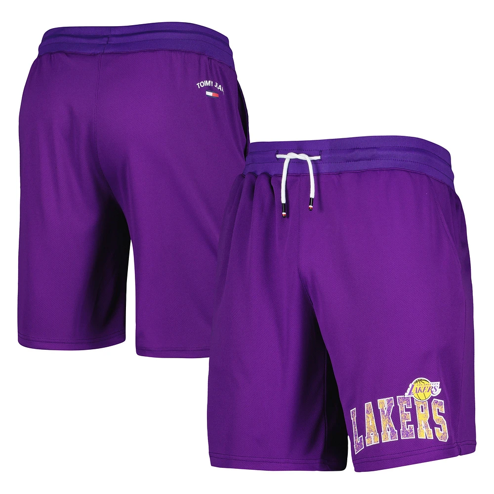 Tommy Jeans pour homme Los Angeles Lakers Mike Mesh Basketball Short violet