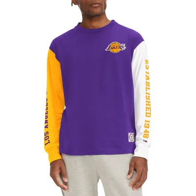 Los Angeles Lakers Tommy Jeans Richie Color Block Long Sleeve T-Shirt - Purple