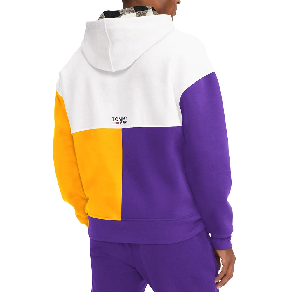 Sweat à capuche Tommy Jeans pour homme Los Angeles Lakers Andrew Split blanc/violet