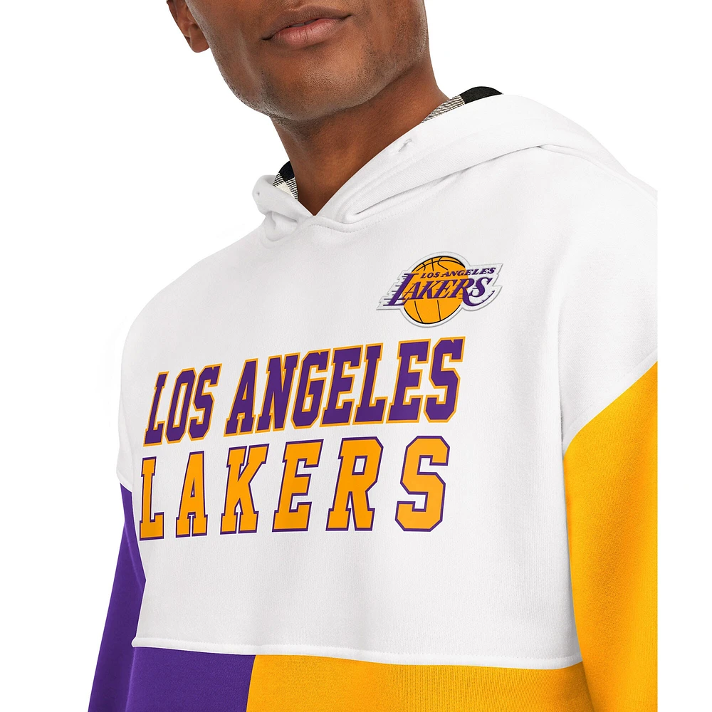 Men's Tommy Jeans White/Purple Los Angeles Lakers Andrew Split Pullover Hoodie