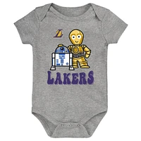 Newborn & Infant Heather Gray Los Angeles Lakers Star Wars R2-D2 C-3PO Best Buds Bodysuit