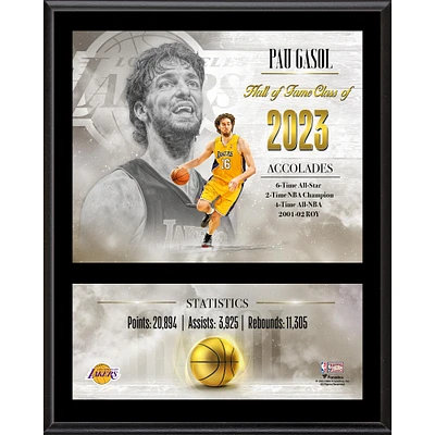 Plaque de joueur sublimée classique en bois dur de 12" x 15" de Pau Gasol des Los Angeles Lakers