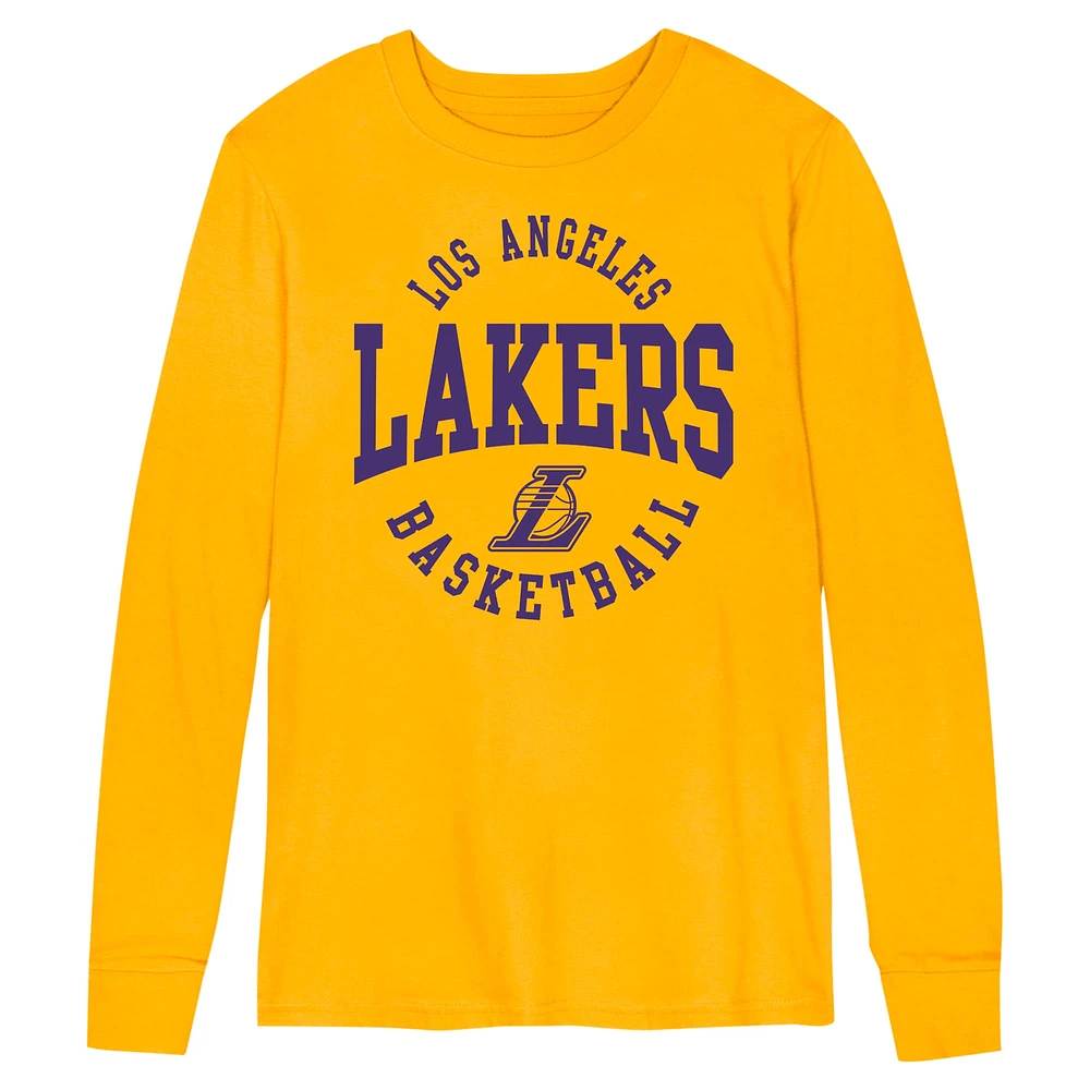 T-shirt à manches longues Around the Block des Los Angeles Lakers pour enfants d'âge préscolaire