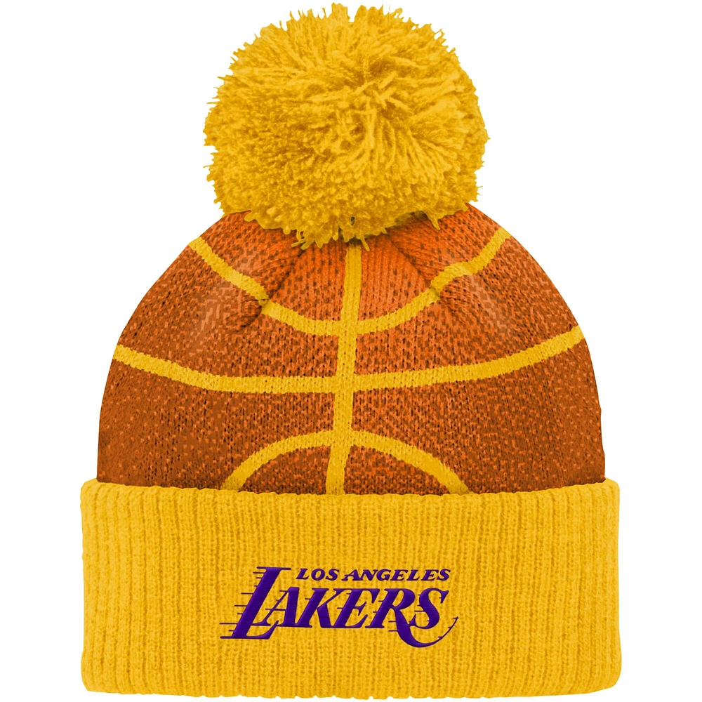 V110833 LAKERS NBA OST 23 Tête de basket-ball préscolaire avec revers Pom Knit HATJUVNIC