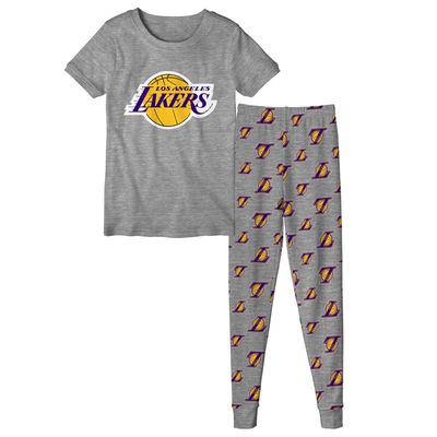 Preschool Heathered Gray Los Angeles Lakers T-Shirt & Pants Sleep - Set