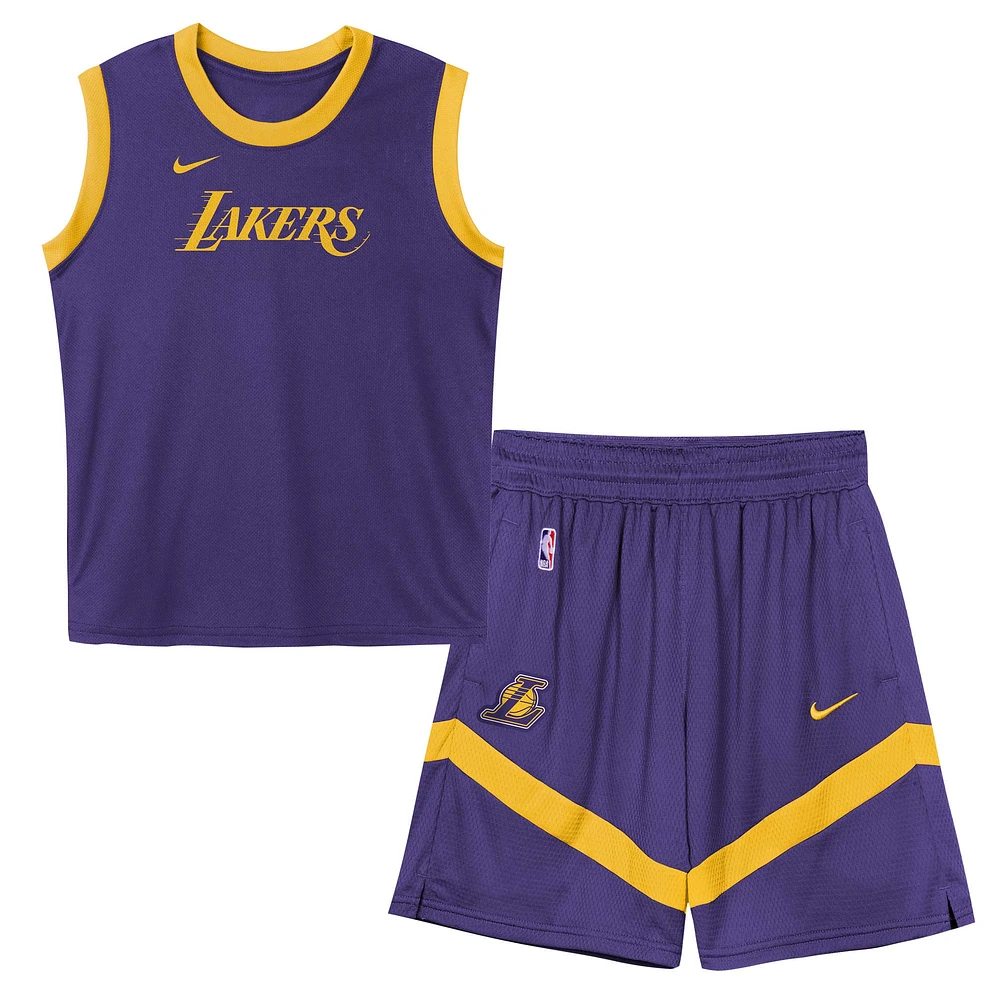 Ensemble débardeur et short en maille violet pour enfants d'âge préscolaire Los Angeles Lakers