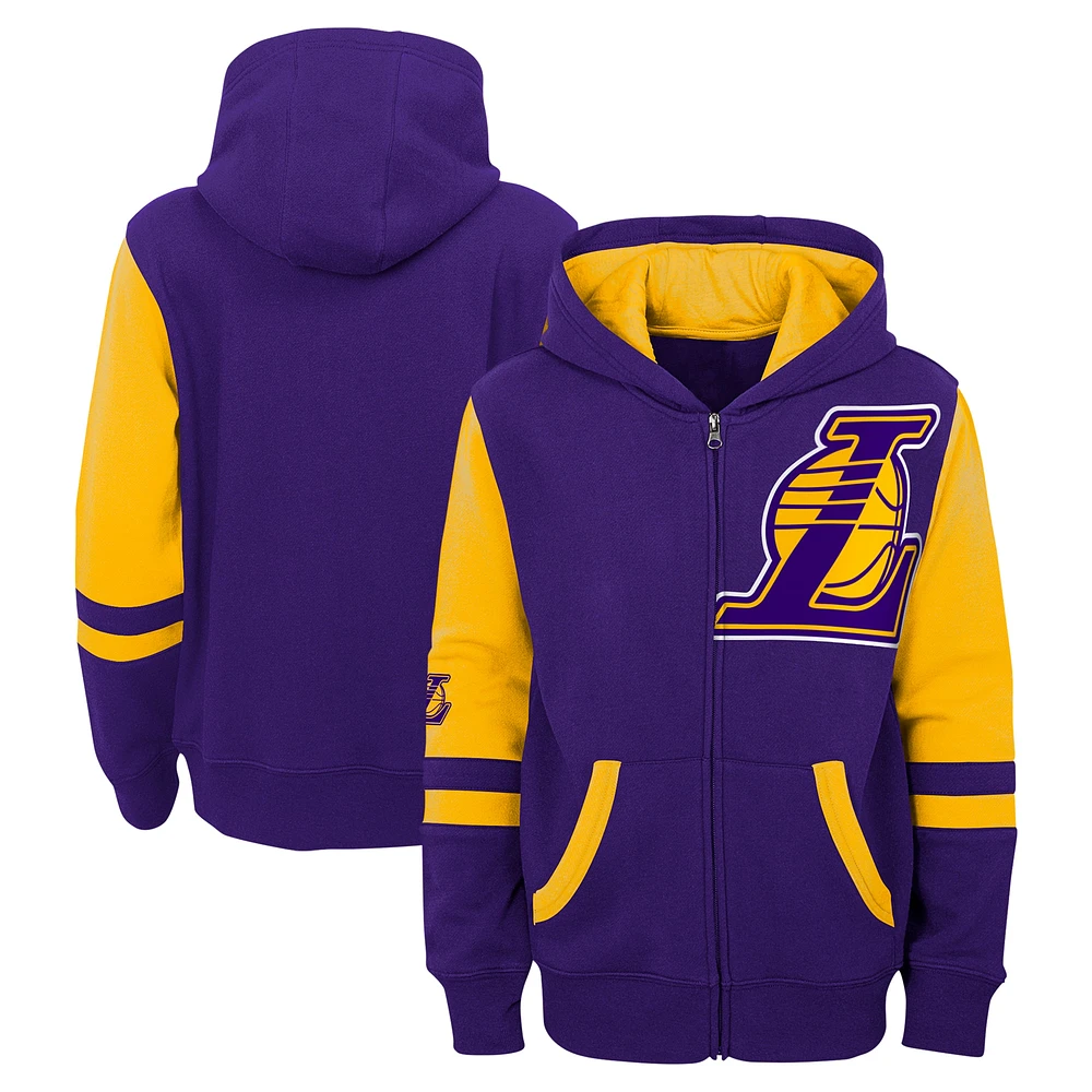 Sweat à capuche violet fermeture éclair intégrale pour enfants d'âge préscolaire Los Angeles Lakers Straight To The League