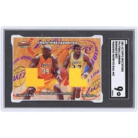 Shaquille O'Neal et Magic Johnson Los Angeles Lakers 2001-02 Topps Xpectations Bowman's Best Franchise Favorites Dual Materials Relic #FF6 SGC Authenticated 9 Card