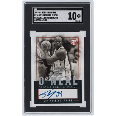 Carte authentifiée Shaquille O'Neal des Los Angeles Lakers 2003-04 Topps Pristine #PEA-SO SGC 10 dédicacée