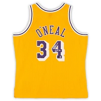Maillot Swingman Mitchell & Ness 1996-97 dédicacé par Shaquille O'Neal des Los Angeles Lakers avec inscription « HOF 16 »