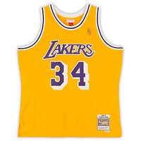 Maillot Swingman Mitchell & Ness 1996-97 dédicacé par Shaquille O'Neal des Los Angeles Lakers avec inscription « HOF 16 »