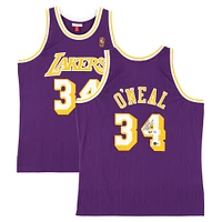 Maillot Swingman violet autographié par Shaquille O'Neal des Los Angeles Lakers Mitchell & Ness - avec inscription « HOF 16