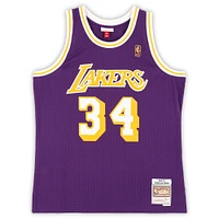 Maillot Swingman violet autographié par Shaquille O'Neal des Los Angeles Lakers Mitchell & Ness - avec inscription « HOF 16