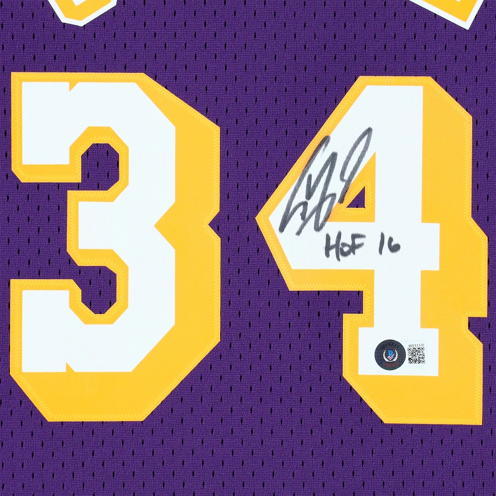Maillot Swingman violet autographié par Shaquille O'Neal des Los Angeles Lakers Mitchell & Ness - avec inscription « HOF 16
