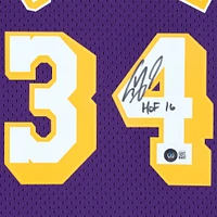 Maillot Swingman violet autographié par Shaquille O'Neal des Los Angeles Lakers Mitchell & Ness - avec inscription « HOF 16