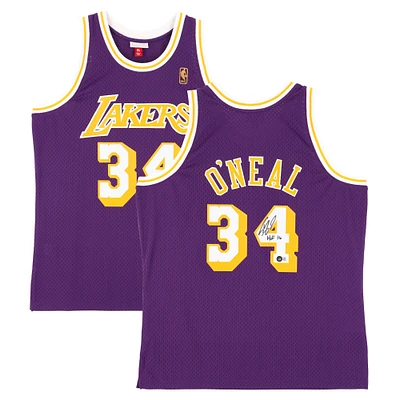 Maillot Swingman violet autographié par Shaquille O'Neal des Los Angeles Lakers Mitchell & Ness - avec inscription « HOF 16