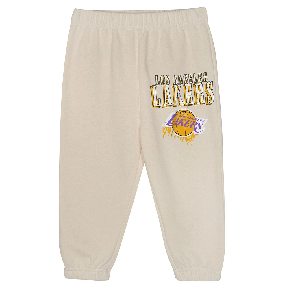 Toddler Mitchell & Ness  Cream Los Angeles Lakers Hang Time Oversized Pullover Hoodie Pants Set