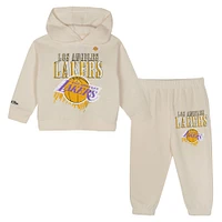 Toddler Mitchell & Ness  Cream Los Angeles Lakers Hang Time Oversized Pullover Hoodie Pants Set