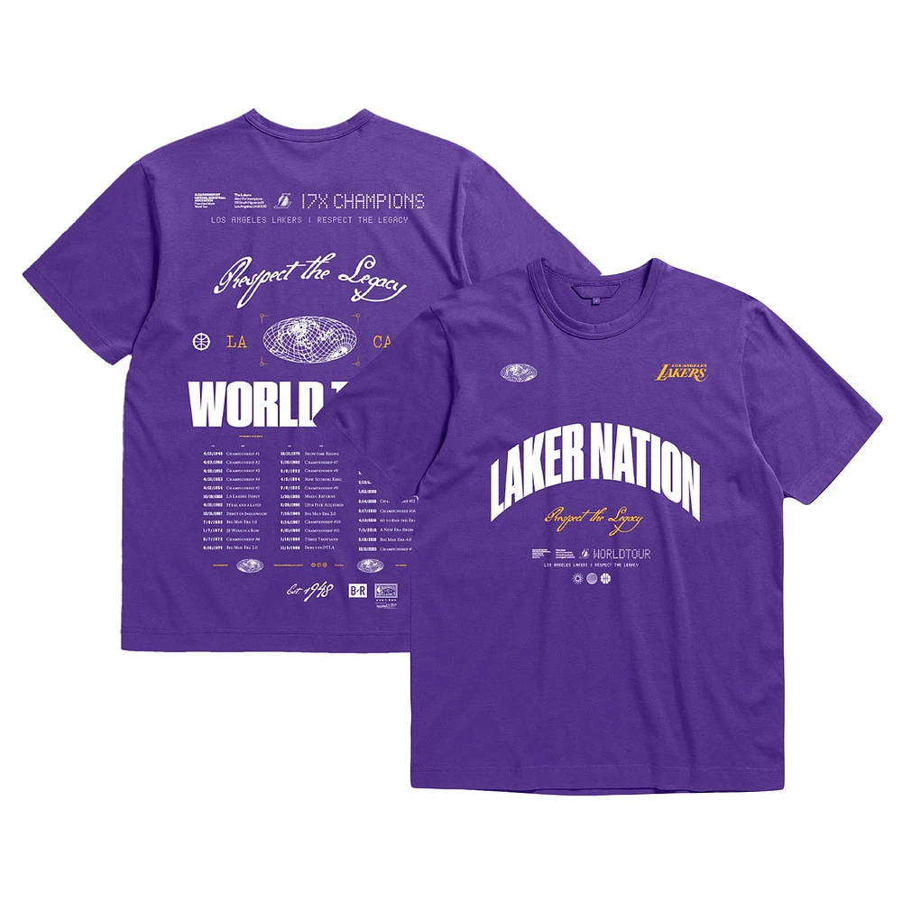 T-shirt unisexe Bleacher Report x Mitchell & Ness Violet Los Angeles Lakers World Tour